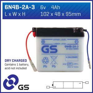 GS Battery - 6N4B2A3(DC) GS Battery - 6N4B2A3(DC)