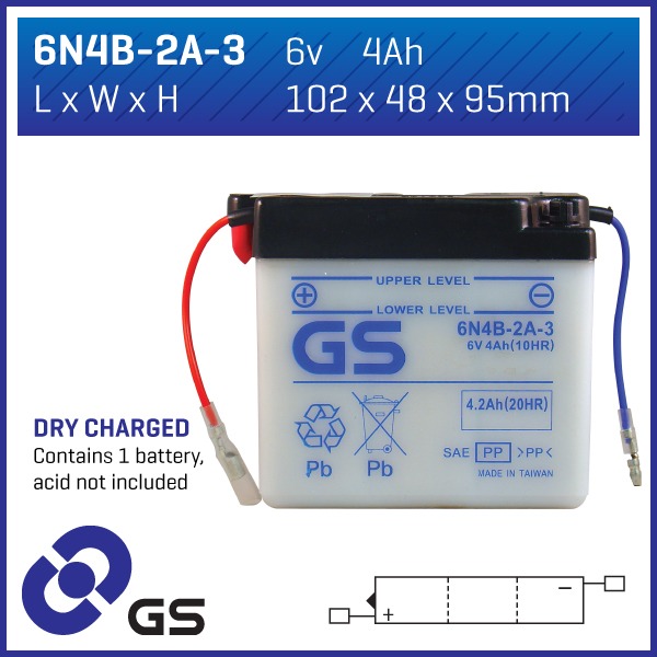 GS Battery - 6N4B2A3(DC) GS Battery - 6N4B2A3(DC)