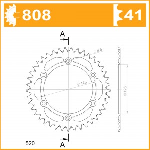808-41ESM SPROCKET REAR ALLOY