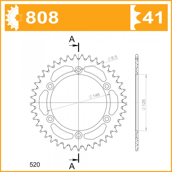 808-41ESM SPROCKET REAR ALLOY