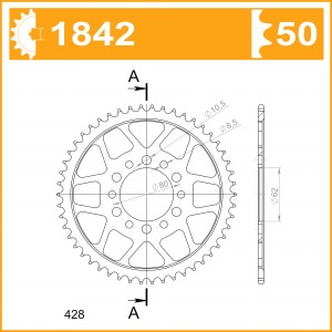 1842-50 SPROCKET REAR (842-50)