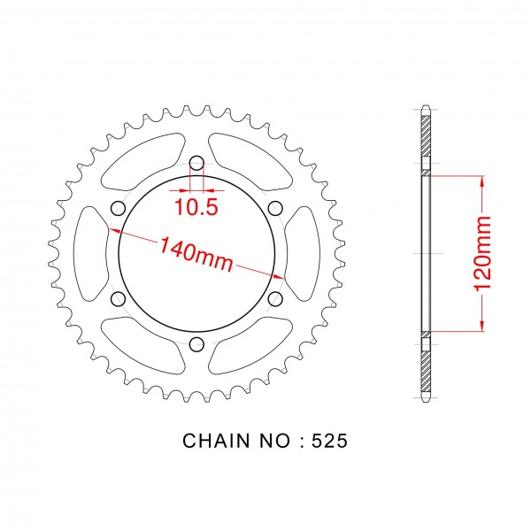 498-42 SPROCKET-REAR(P)