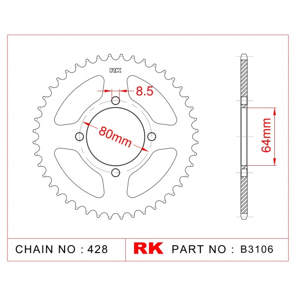 838-36 SPROCKET-REAR(P)