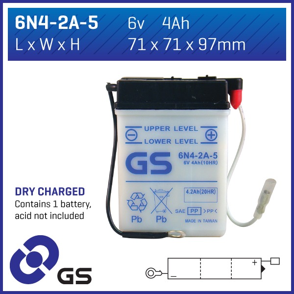 GS Battery - 6N42A5 (DC)(Equiv. 6N42A2) GS Battery - 6N42A5 (DC)(Equiv. 6N42A2)