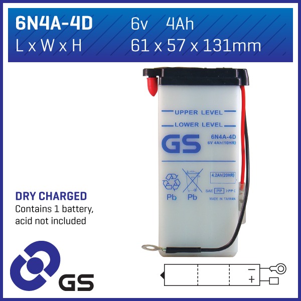 GS Battery - 6N4A4D(DC) GS Battery - 6N4A4D(DC)