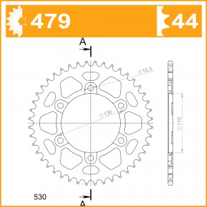 479-44ED SPROCKET-REAR ALLOY