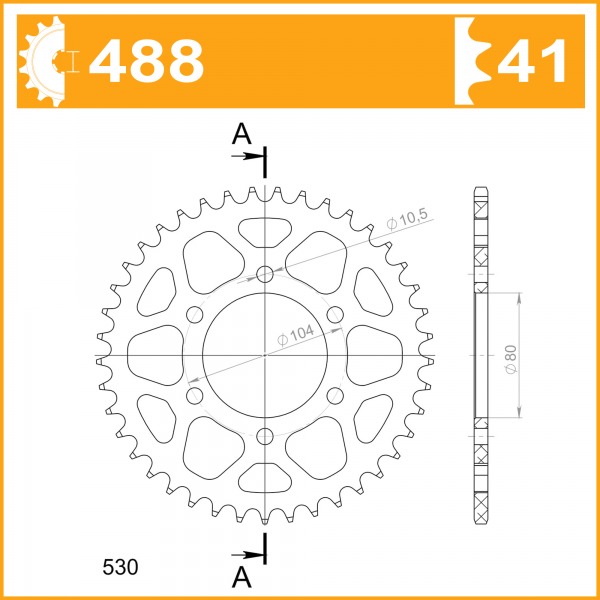 488-41ED SPROCKET-REAR-ALLOY