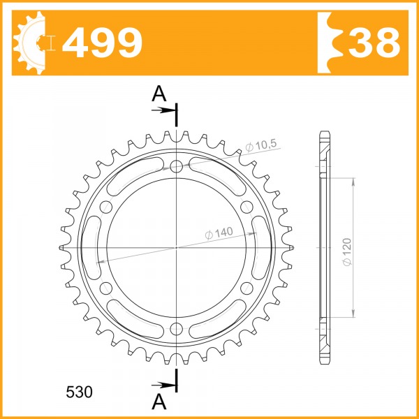 499-38ED SPROCKET-REAR-ALLOY