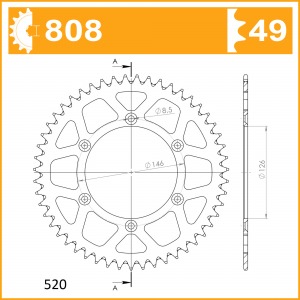 808-49EC SPROCKET REAR ALLOY