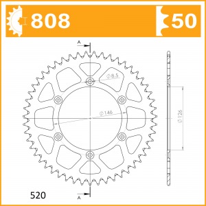 808-50EC SPROCKET REAR ALLOY