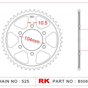 Sprocket Rear RK-B5082-43 JTR1489 Afam 16610