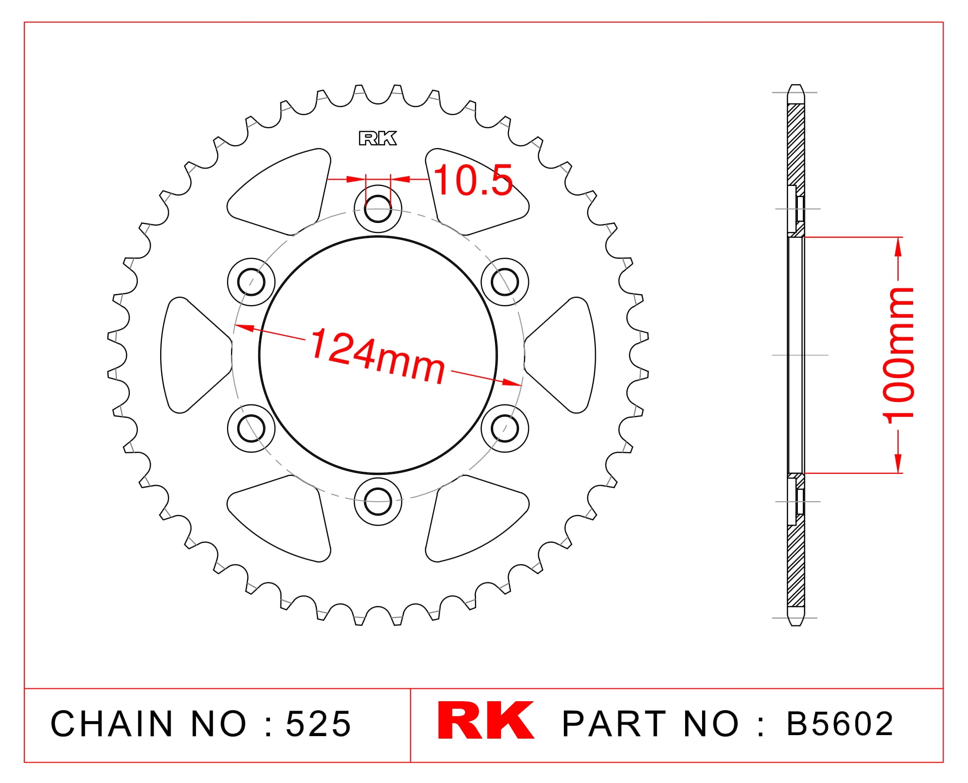 Sprocket Rear RK-B5602-43 JTR745 Afam 50609