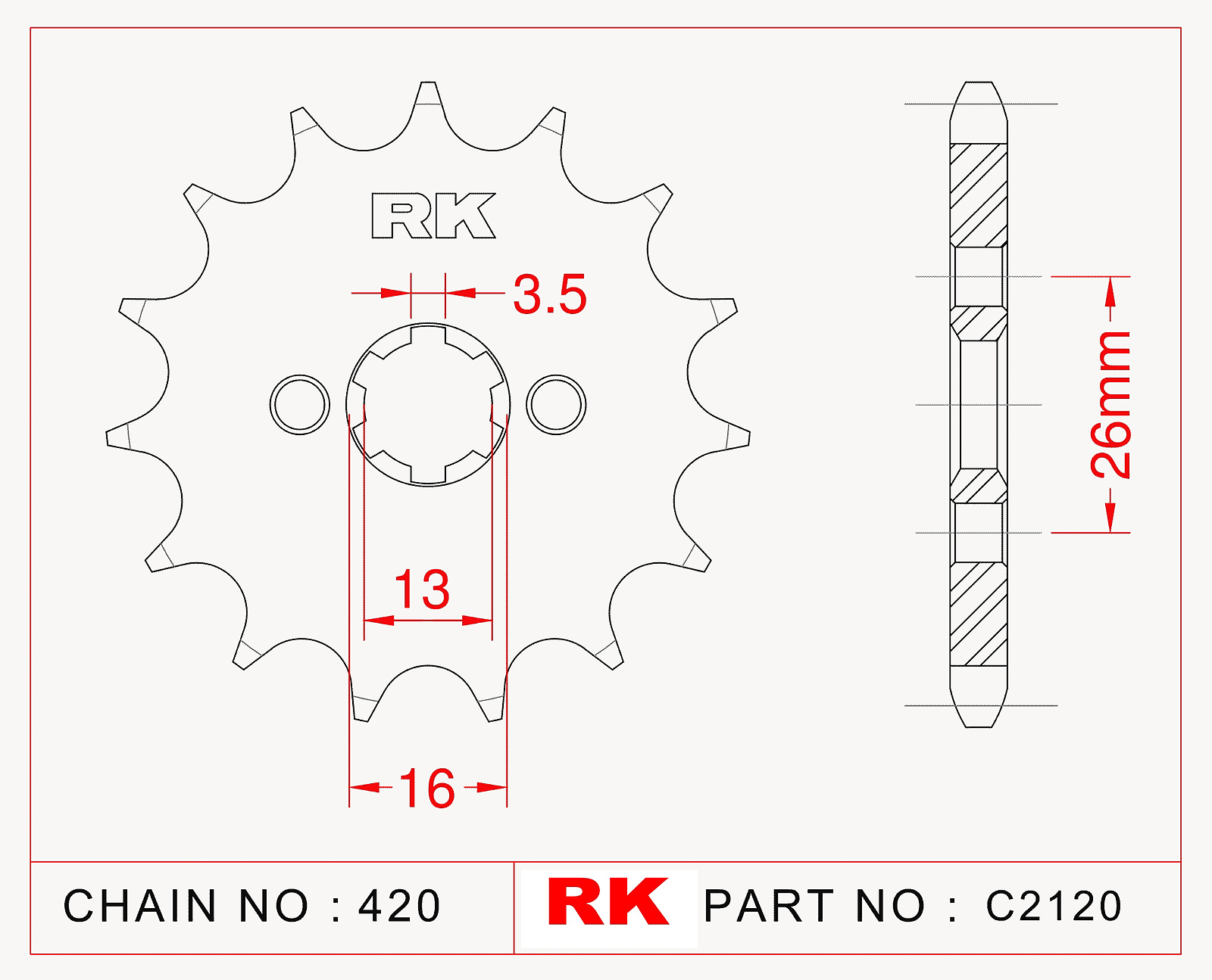 Sprocket Front RK-C2120-14 JTF563 AFAM 27100-14