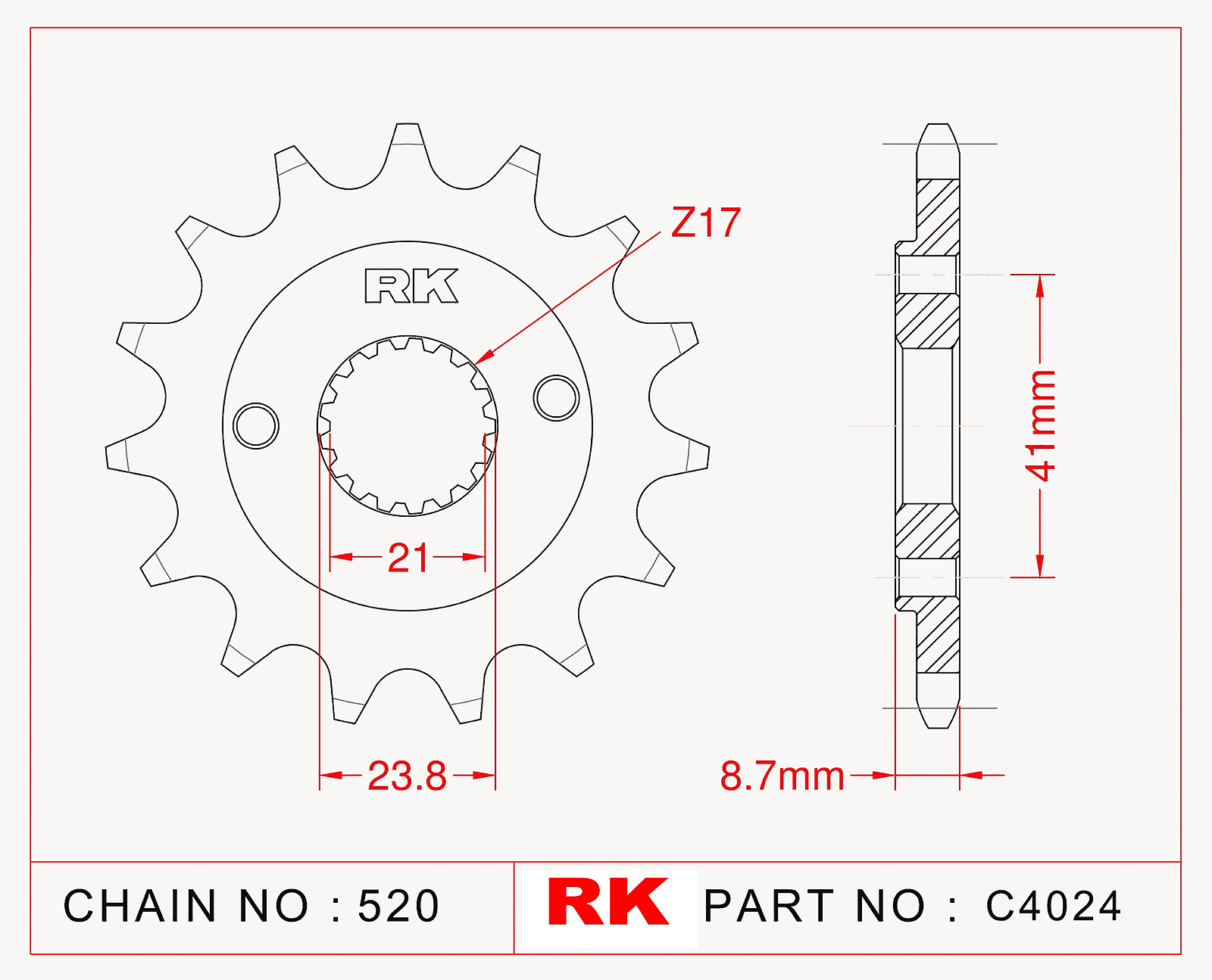 Sprocket Front RK-C4024-15 JTF1322 Afam 20314