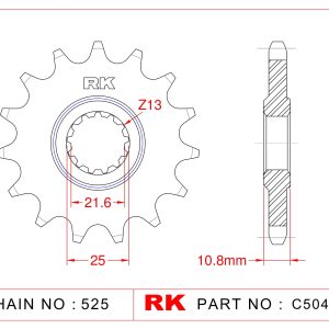 Sprocket Front RK-C5044-16 JTF781 Afam 21606 525 pitch
